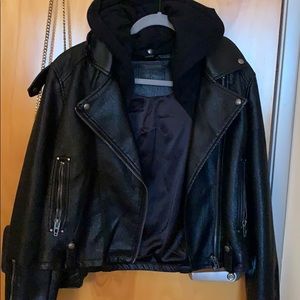 *NEVER WORN BEFORE* hooded leather jacket